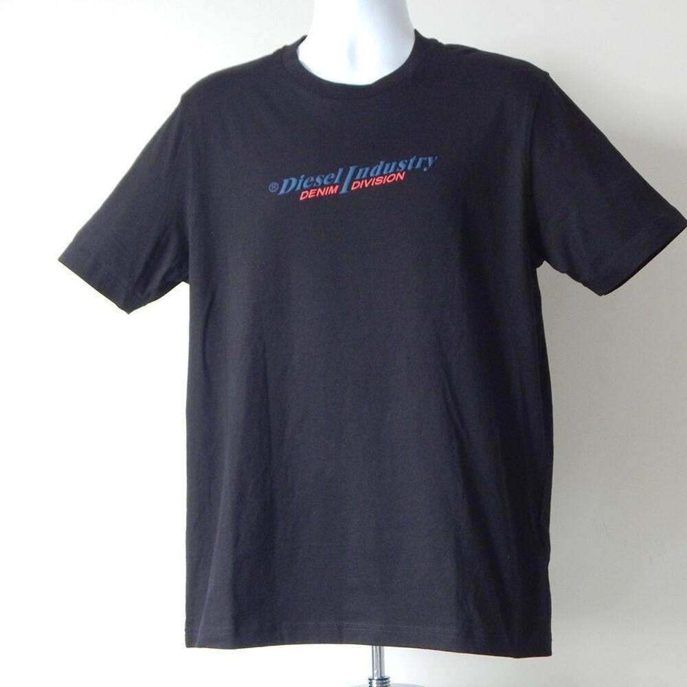 NWT Men’s Diesel T- JUST NEW INDUSTRIES Graphic Cotton T-Shirt Black Size LARGE